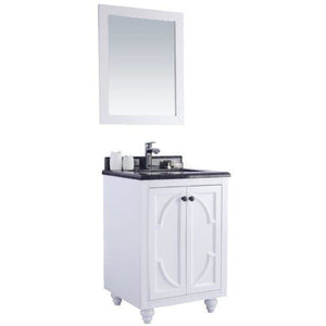 LAVIVA 313613-24W-BW Odyssey - 24 - White Cabinet + Black Wood Counter