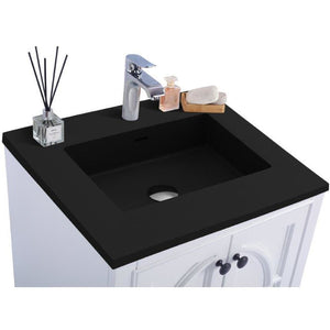 LAVIVA 313613-24W-MB Odyssey - 24 - White Cabinet + Matte Black VIVA Stone Solid Surface Countertop