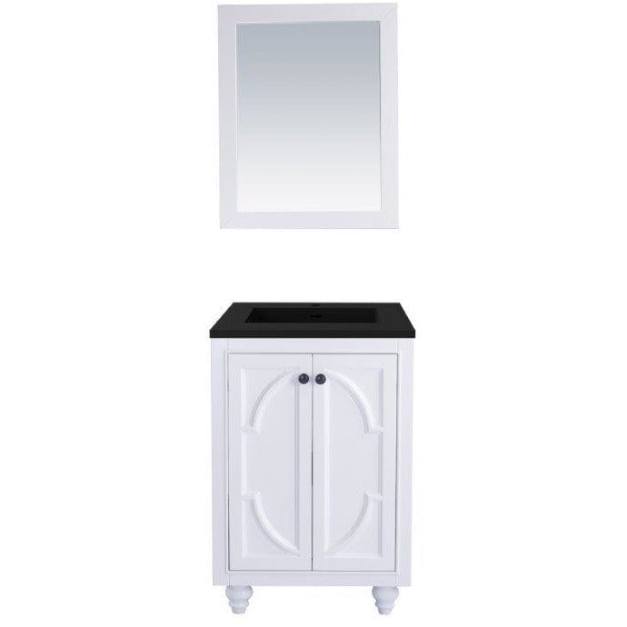 LAVIVA 313613-24W-MB Odyssey - 24 - White Cabinet + Matte Black VIVA Stone Solid Surface Countertop