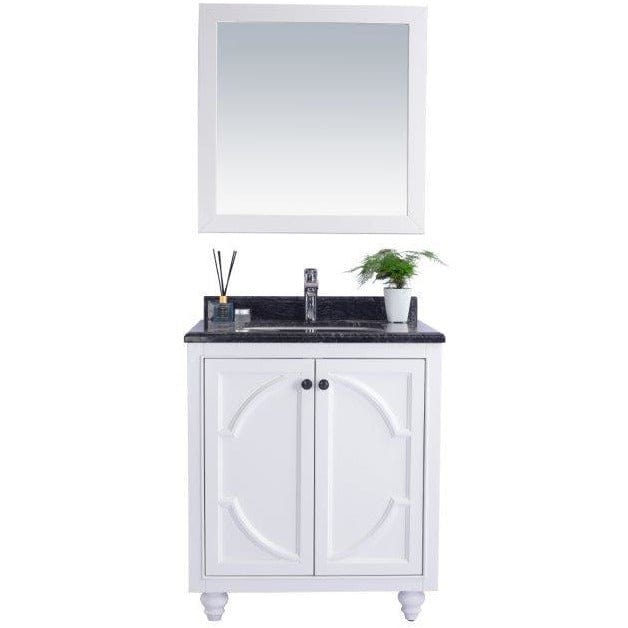 LAVIVA 313613-30W-BW Odyssey - 30 - White Cabinet + Black Wood Counter