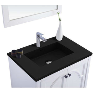 LAVIVA 313613-30W-MB Odyssey - 30 - White Cabinet + Matte Black VIVA Stone Solid Surface Countertop