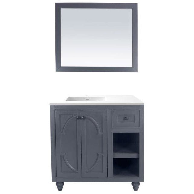 LAVIVA 313613-36G-MW Odyssey - 36 - Maple Grey Cabinet + Matte White VIVA Stone Solid Surface Countertop