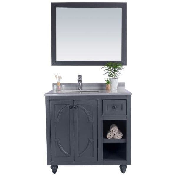 LAVIVA 313613-36G-WS Odyssey - 36 - Maple Grey Cabinet + White Stripes Counter