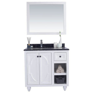LAVIVA 313613-36W-BW Odyssey - 36 - White Cabinet + Black Wood Counter
