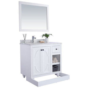 LAVIVA 313613-36W-BW Odyssey - 36 - White Cabinet + Black Wood Counter