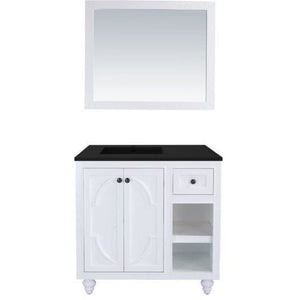 LAVIVA 313613-36W-MB Odyssey - 36 - White Cabinet + Matte Black VIVA Stone Solid Surface Countertop