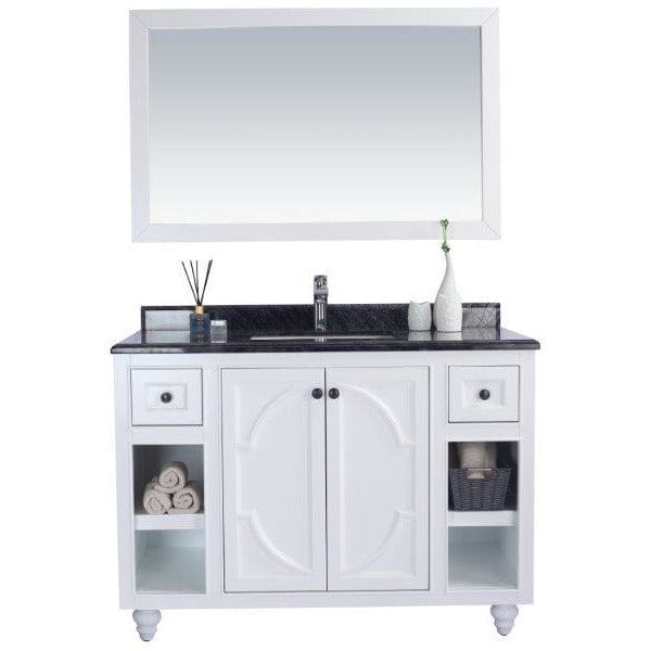 LAVIVA 313613-48W-BW Odyssey - 48 - White Cabinet + Black Wood Counter