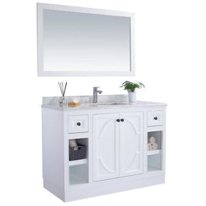 LAVIVA 313613-48W-BW Odyssey - 48 - White Cabinet + Black Wood Counter