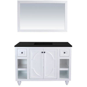 LAVIVA 313613-48W-MB Odyssey - 48 - White Cabinet + Matte Black VIVA Stone Solid Surface Countertop