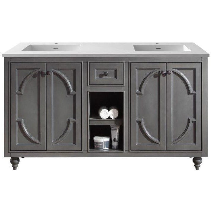 LAVIVA 313613-60G-MW Odyssey - 60 - Maple Grey Cabinet + Matte White VIVA Stone Solid Surface Countertop