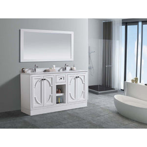 LAVIVA 313613-60W-BW Odyssey - 60 - White Cabinet + Black Wood Counter