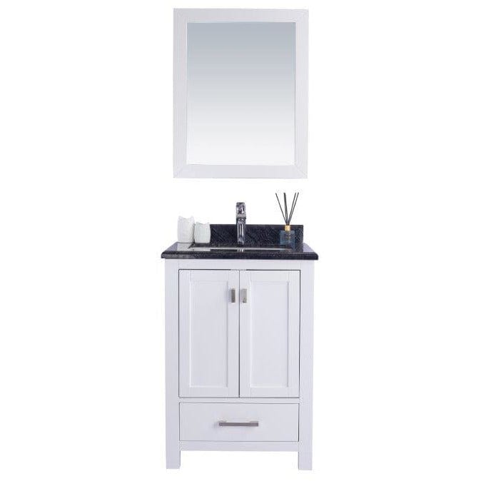 LAVIVA 313ANG-24W-BW Wilson 24 - White Cabinet + Black Wood Countertop