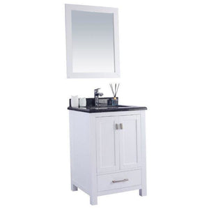 LAVIVA 313ANG-24W-BW Wilson 24 - White Cabinet + Black Wood Countertop