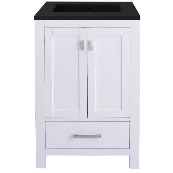 LAVIVA 313ANG-24W-MB Wilson 24 - White Cabinet + Matte Black VIVA Stone Solid Surface Countertop