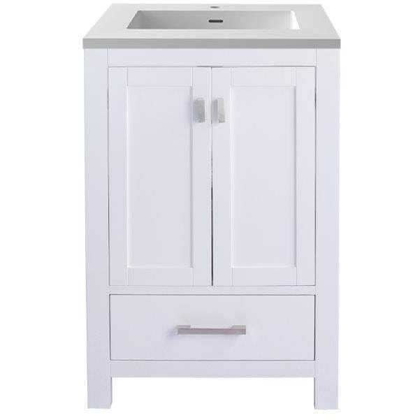 LAVIVA 313ANG-24W-MW Wilson 24 - White Cabinet + Matte White VIVA Stone Solid Surface Countertop