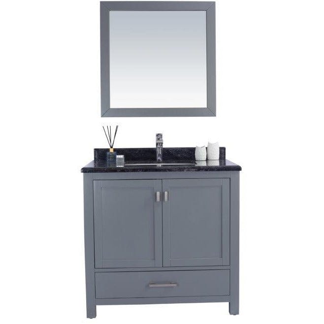 LAVIVA 313ANG-36G-BW Wilson 36 - Grey Cabinet + Black Wood Countertop
