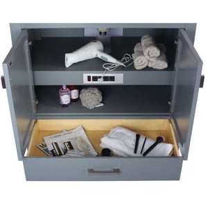 LAVIVA 313ANG-36G-BW Wilson 36 - Grey Cabinet + Black Wood Countertop
