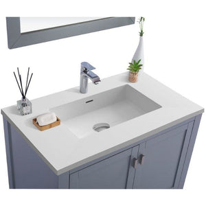 LAVIVA 313ANG-36G-MW Wilson 36 - Grey Cabinet + Matte White VIVA Stone Solid Surface Countertop