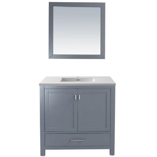 LAVIVA 313ANG-36G-MW Wilson 36 - Grey Cabinet + Matte White VIVA Stone Solid Surface Countertop