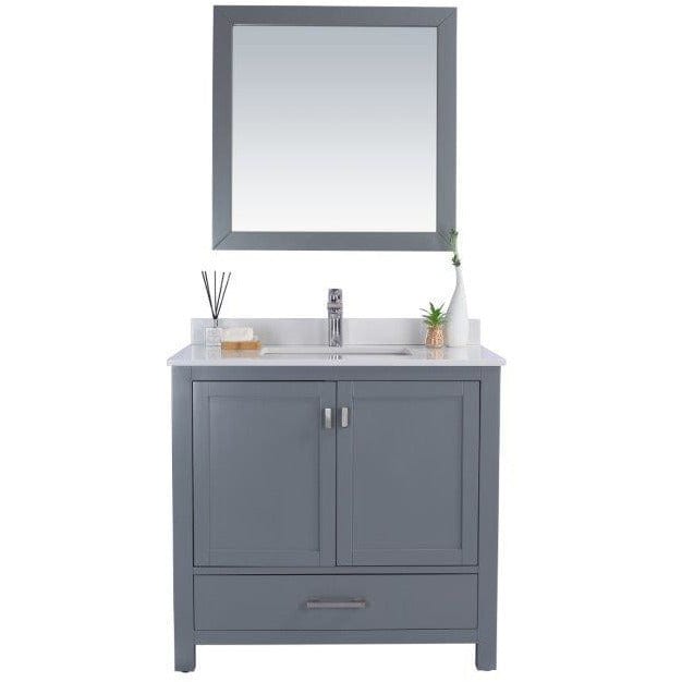 LAVIVA 313ANG-36G-WQ Wilson 36 - Grey Cabinet + White Quartz Countertop