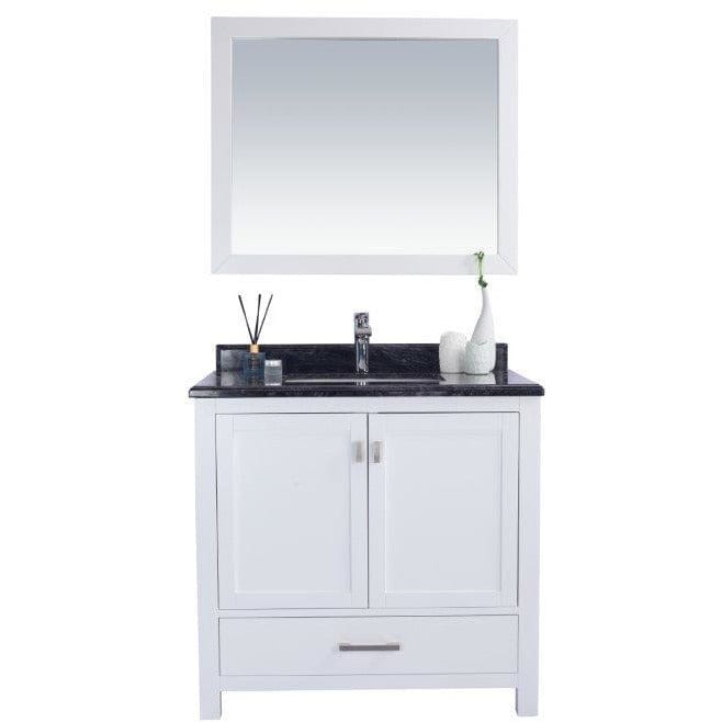 LAVIVA 313ANG-36W-BW Wilson 36 - White Cabinet + Black Wood Countertop