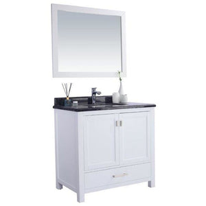 LAVIVA 313ANG-36W-BW Wilson 36 - White Cabinet + Black Wood Countertop