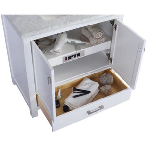LAVIVA 313ANG-36W-BW Wilson 36 - White Cabinet + Black Wood Countertop