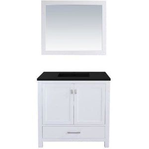 LAVIVA 313ANG-36W-MB Wilson 36 - White Cabinet + Matte Black VIVA Stone Solid Surface Countertop