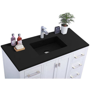 LAVIVA 313ANG-42W-MB Wilson 42 - White Cabinet + Matte Black VIVA Stone Solid Surface Countertop