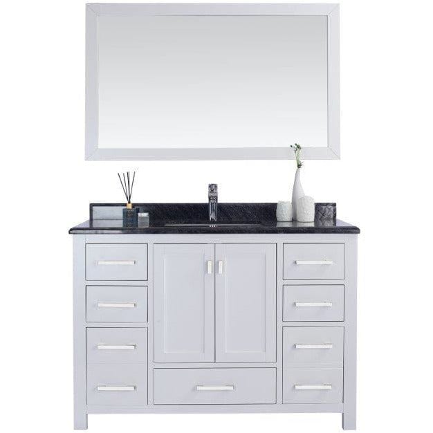 LAVIVA 313ANG-48W-BW Wilson 48 - White Cabinet + Black Wood Countertop
