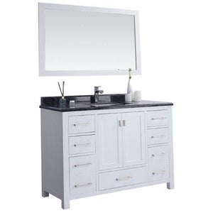 LAVIVA 313ANG-48W-BW Wilson 48 - White Cabinet + Black Wood Countertop