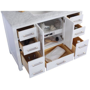 LAVIVA 313ANG-48W-BW Wilson 48 - White Cabinet + Black Wood Countertop