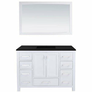 LAVIVA 313ANG-48W-MB Wilson 48 - White Cabinet + Matte Black VIVA Stone Solid Surface Countertop