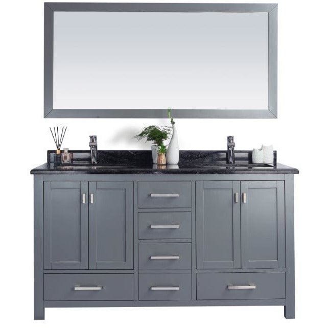 LAVIVA 313ANG-60G-BW Wilson 60 - Grey Cabinet + Black Wood Countertop