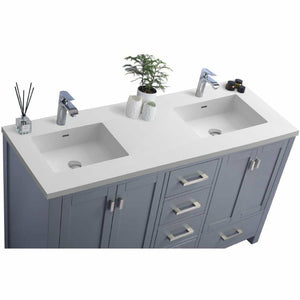 LAVIVA 313ANG-60G-MW Wilson 60 - Grey Cabinet + Matte White VIVA Stone Solid Surface Countertop