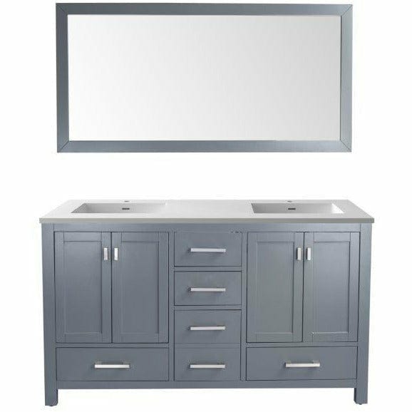 LAVIVA 313ANG-60G-MW Wilson 60 - Grey Cabinet + Matte White VIVA Stone Solid Surface Countertop