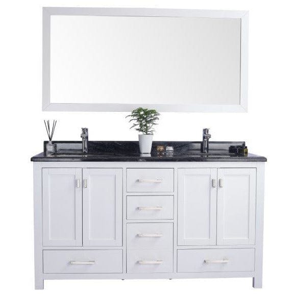 LAVIVA 313ANG-60W-BW Wilson 60 - White Cabinet + Black Wood Countertop