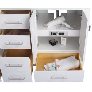 LAVIVA 313ANG-60W-BW Wilson 60 - White Cabinet + Black Wood Countertop