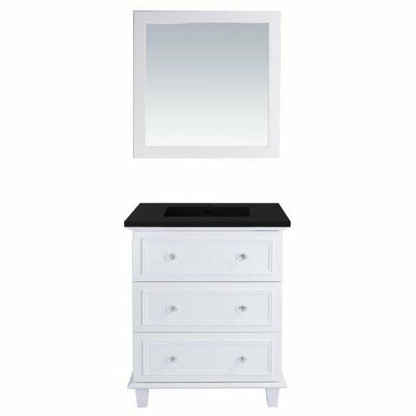 LAVIVA 313DVN-30W-MB Luna - 30 - White Cabinet + Matte Black VIVA Stone Solid Surface Countertop