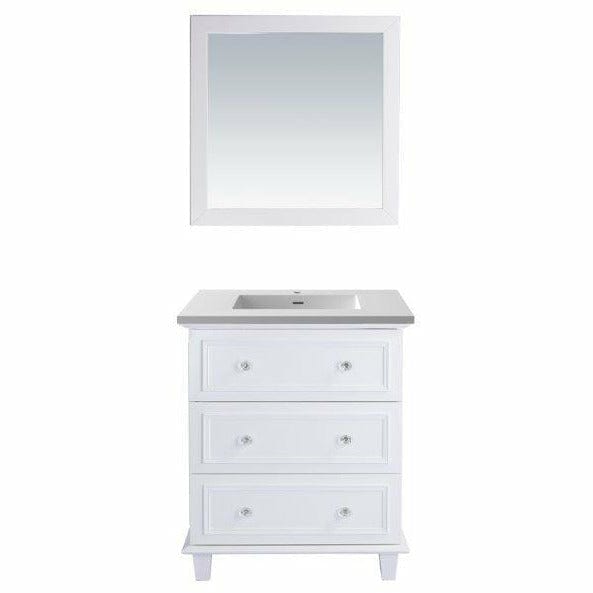 LAVIVA 313DVN-30W-MW Luna - 30 - White Cabinet + Matte White VIVA Stone Solid Surface Countertop