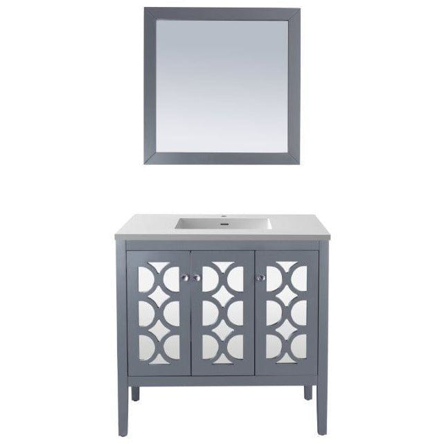 LAVIVA 313MKSH-36G-MW Mediterraneo - 36 - Grey Cabinet + Matte White VIVA Stone Solid Surface Countertop