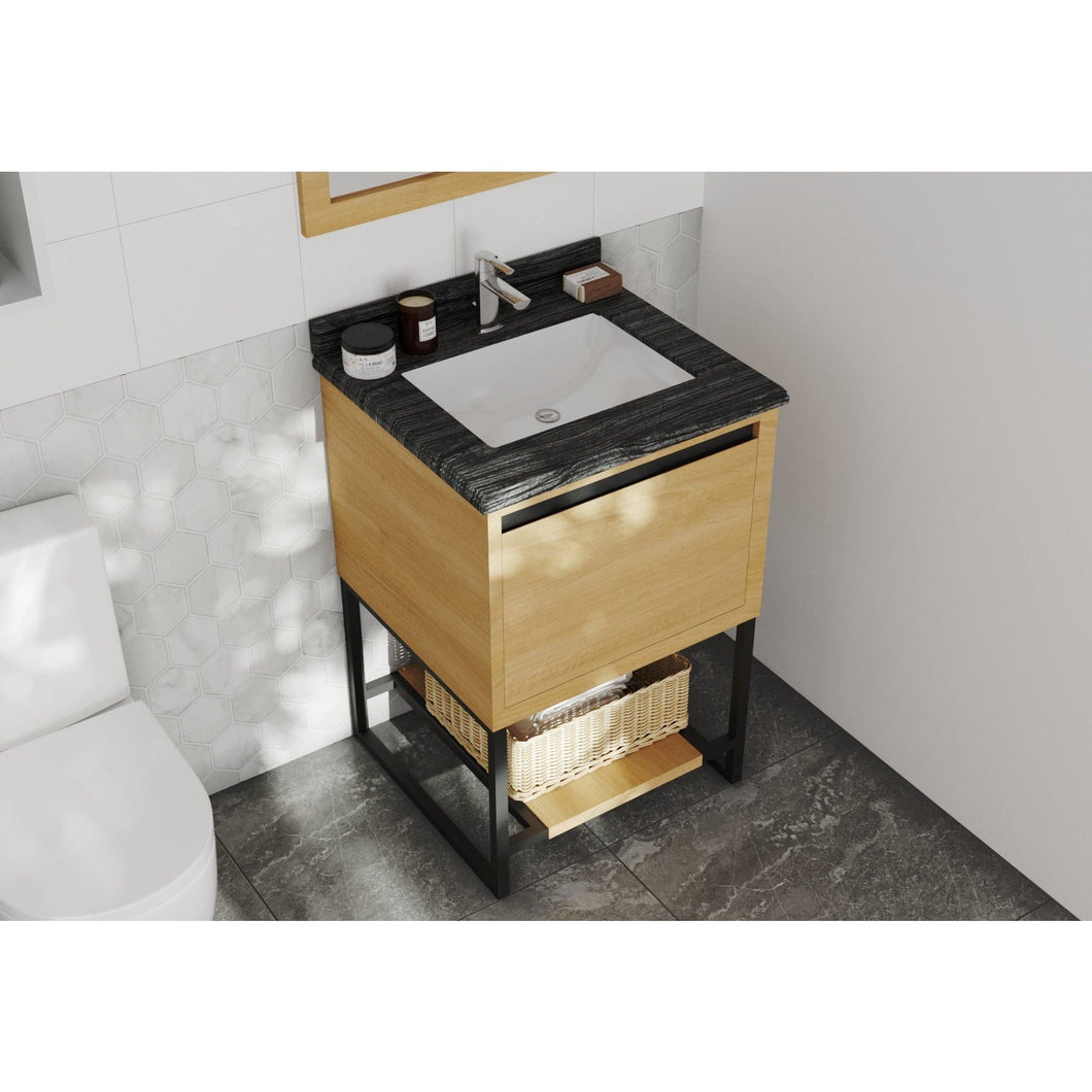 LAVIVA 313SMR-24CO-BW Alto 24 - California White Oak Cabinet + Black Wood Countertop