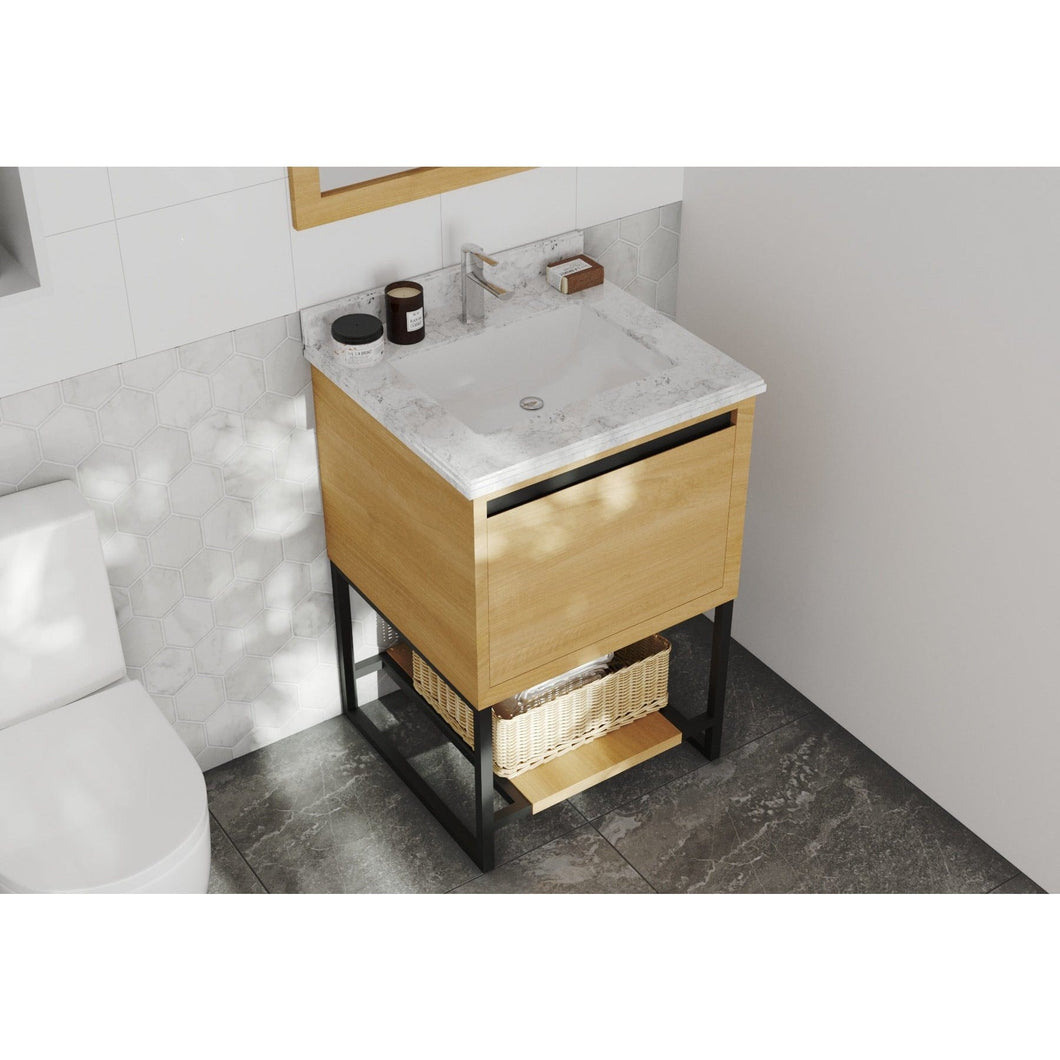 LAVIVA 313SMR-24CO-WC Alto 24 - California White Oak Cabinet + White Carrara Countertop