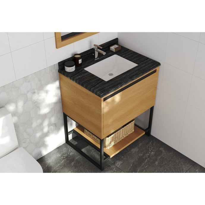 LAVIVA 313SMR-30CO-BW Alto 30 - California White Oak Cabinet + Black Wood Countertop