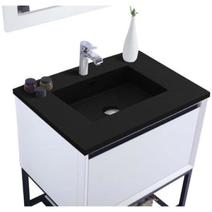 LAVIVA 313SMR-30W-MB Alto 30 - White Cabinet + Matte Black VIVA Stone Solid Surface Countertop