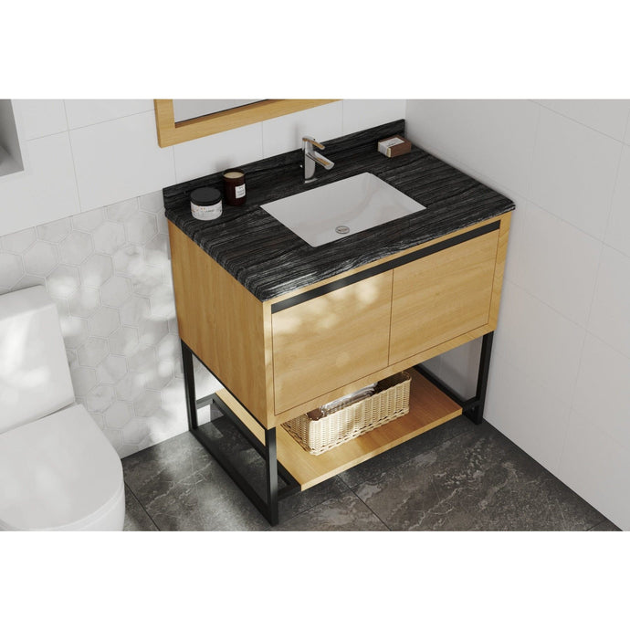 LAVIVA 313SMR-36CO-BW Alto 36 - California White Oak Cabinet + Black Wood Countertop