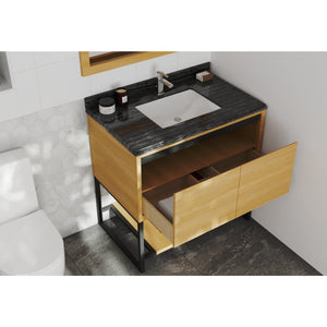LAVIVA 313SMR-36CO-BW Alto 36 - California White Oak Cabinet + Black Wood Countertop