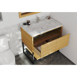 LAVIVA 313SMR-36CO-WC Alto 36 - California White Oak Cabinet + White Carrara Countertop
