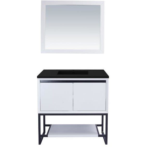 LAVIVA 313SMR-36W-MB Alto 36 - White Cabinet + Matte Black VIVA Stone Solid Surface Countertop