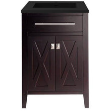 Load image into Gallery viewer, LAVIVA 313YG319-24B-MB Wimbledon - 24 - Brown Cabinet + Matte Black VIVA Stone Solid Surface Countertop